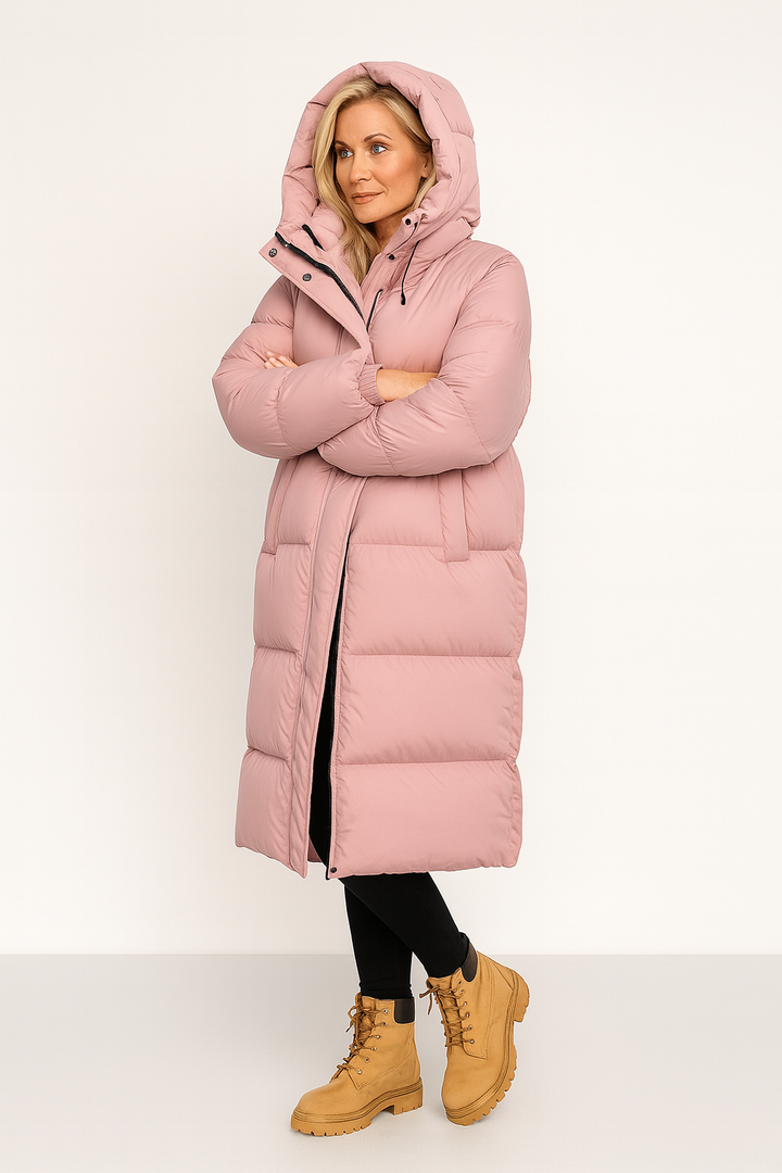 Doudoune pour femme | Doudoune longue matelassée à capuche avec fermeture