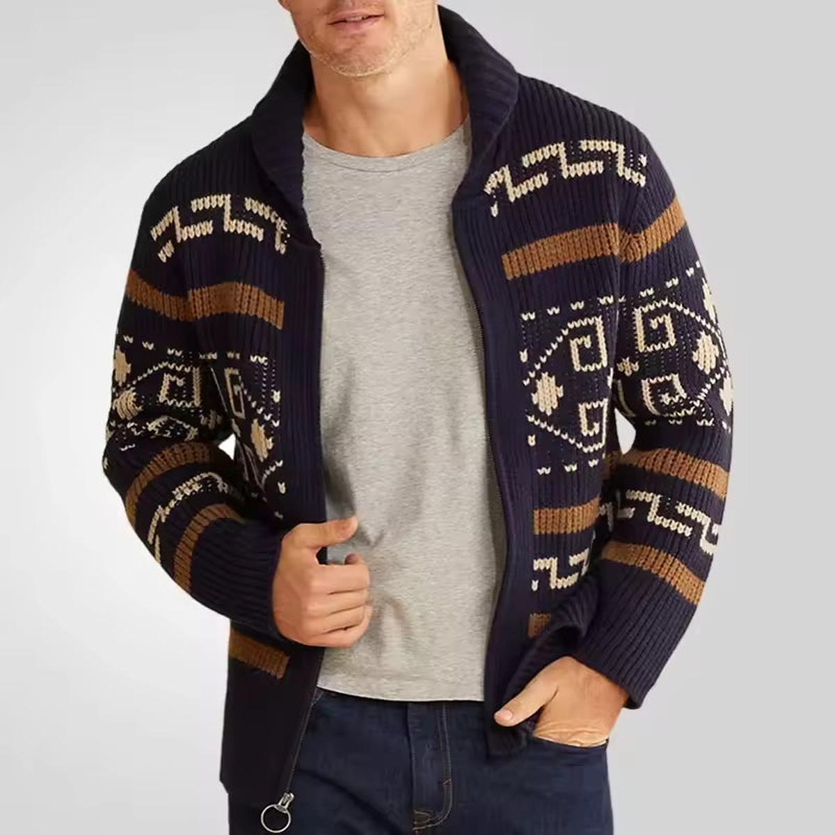 Cardigan zippé pour homme en maille à coupe confortable