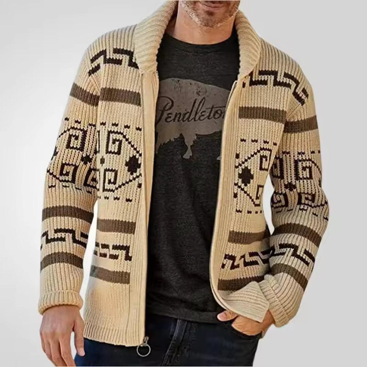 Cardigan zippé pour homme en maille à coupe confortable