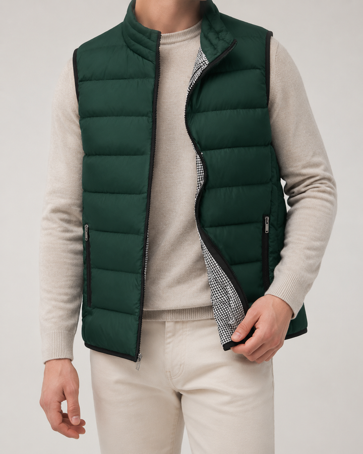 Gilet Matelassé Homme Sans Manches Col Montant Fermeture Zippée – Kilian