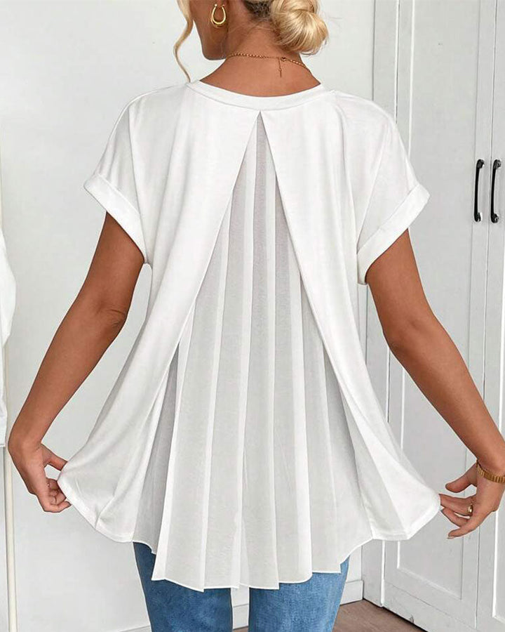 Short Sleeve Solid Color Patchwork T-Shirt