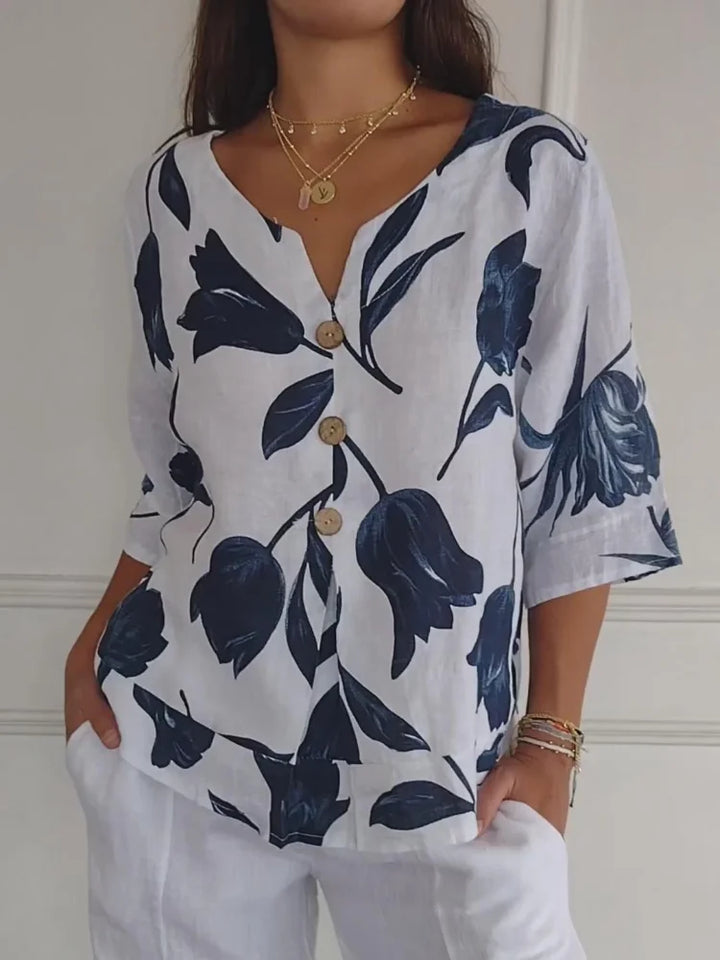 Sanne™ | Blouse Florale à Boutons