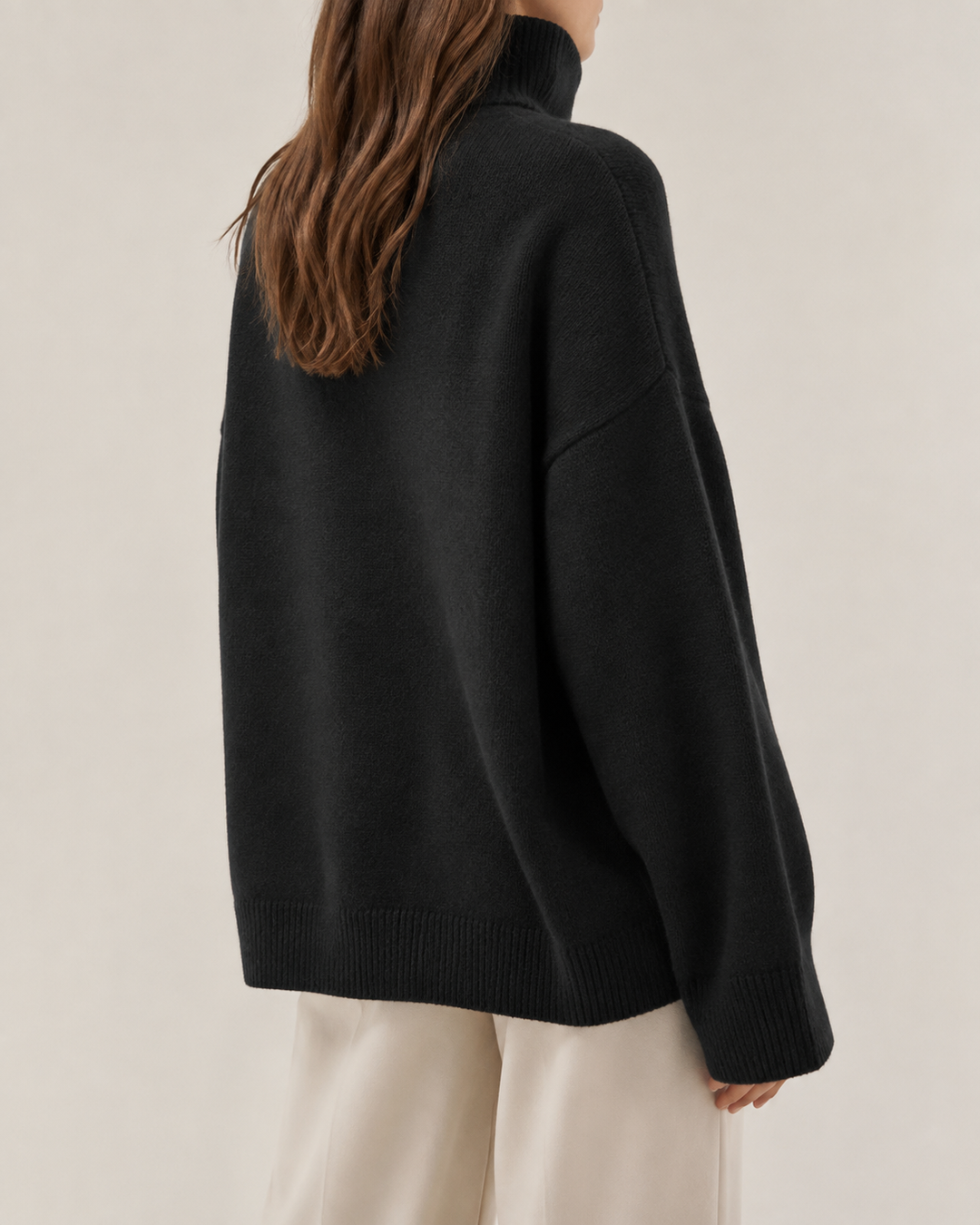 Pull femme col roulé coupe ample manches longues automne