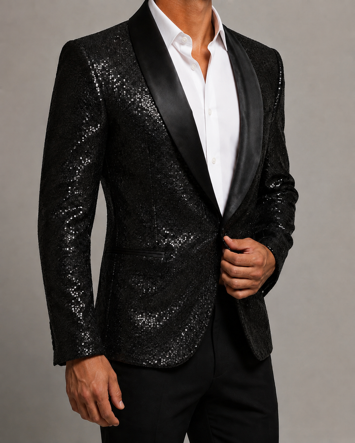 Blazer de soirée homme à paillettes coupe ajustée cintrée