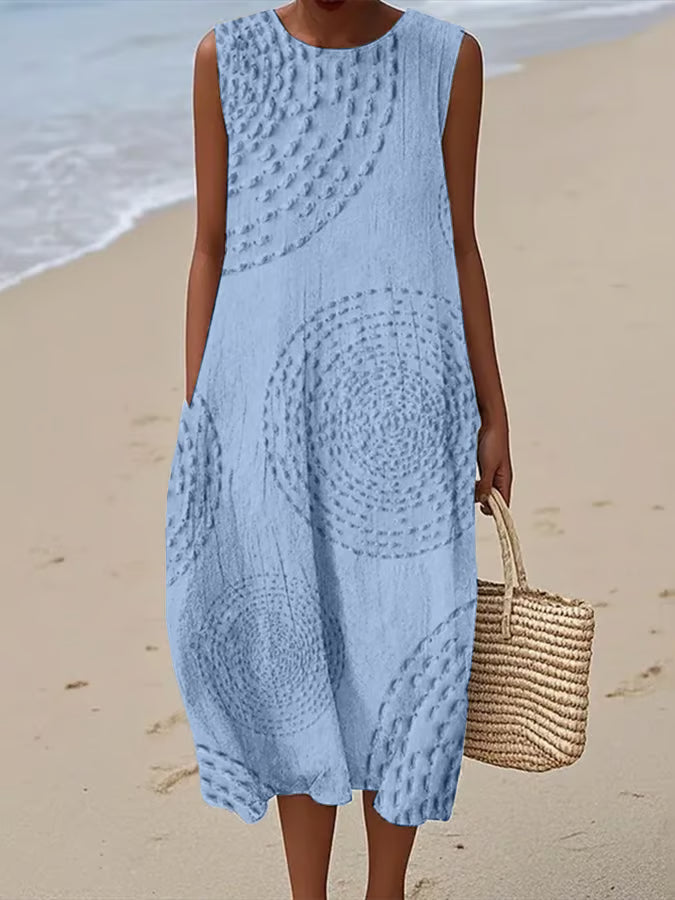 Maelle | Robe Longue Sans Manches avec Motif Texturé
