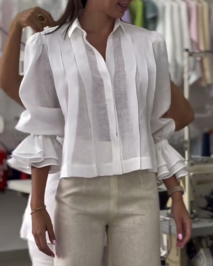 Blouse à Manches Bouffantes avec Volants