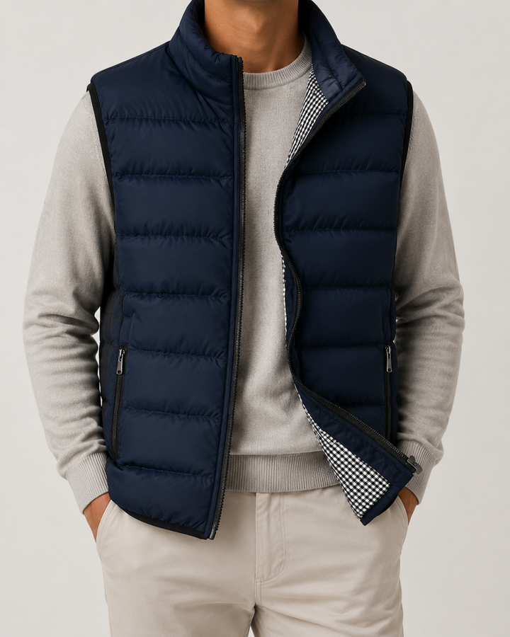 Gilet Matelassé Homme Sans Manches Col Montant Fermeture Zippée – Kilian