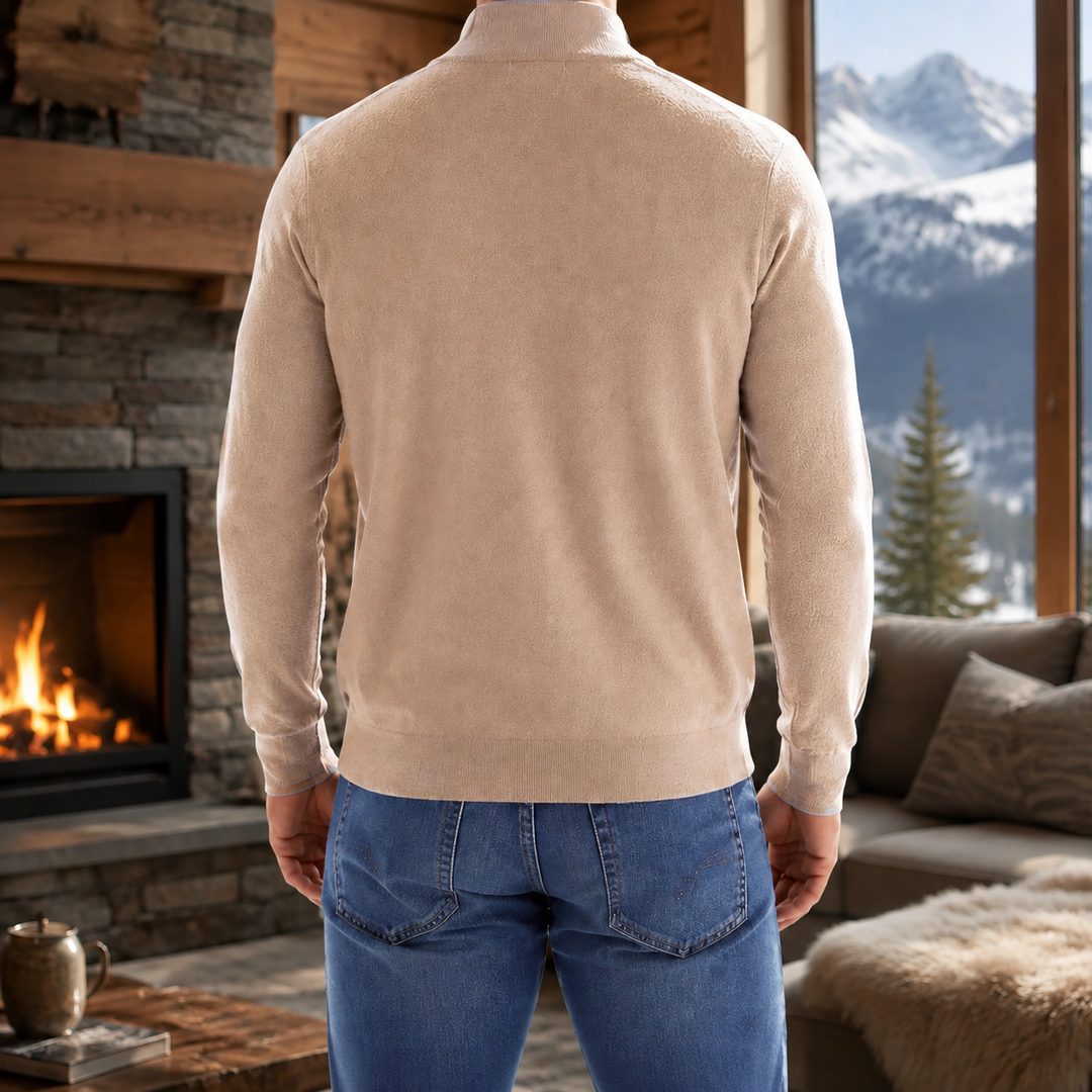 Męski sweter Bruno w kolorze khaki, widok z tyłu