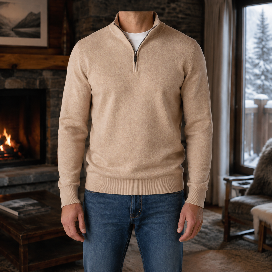 Męski sweter Bruno w kolorze khaki, widok z przodu