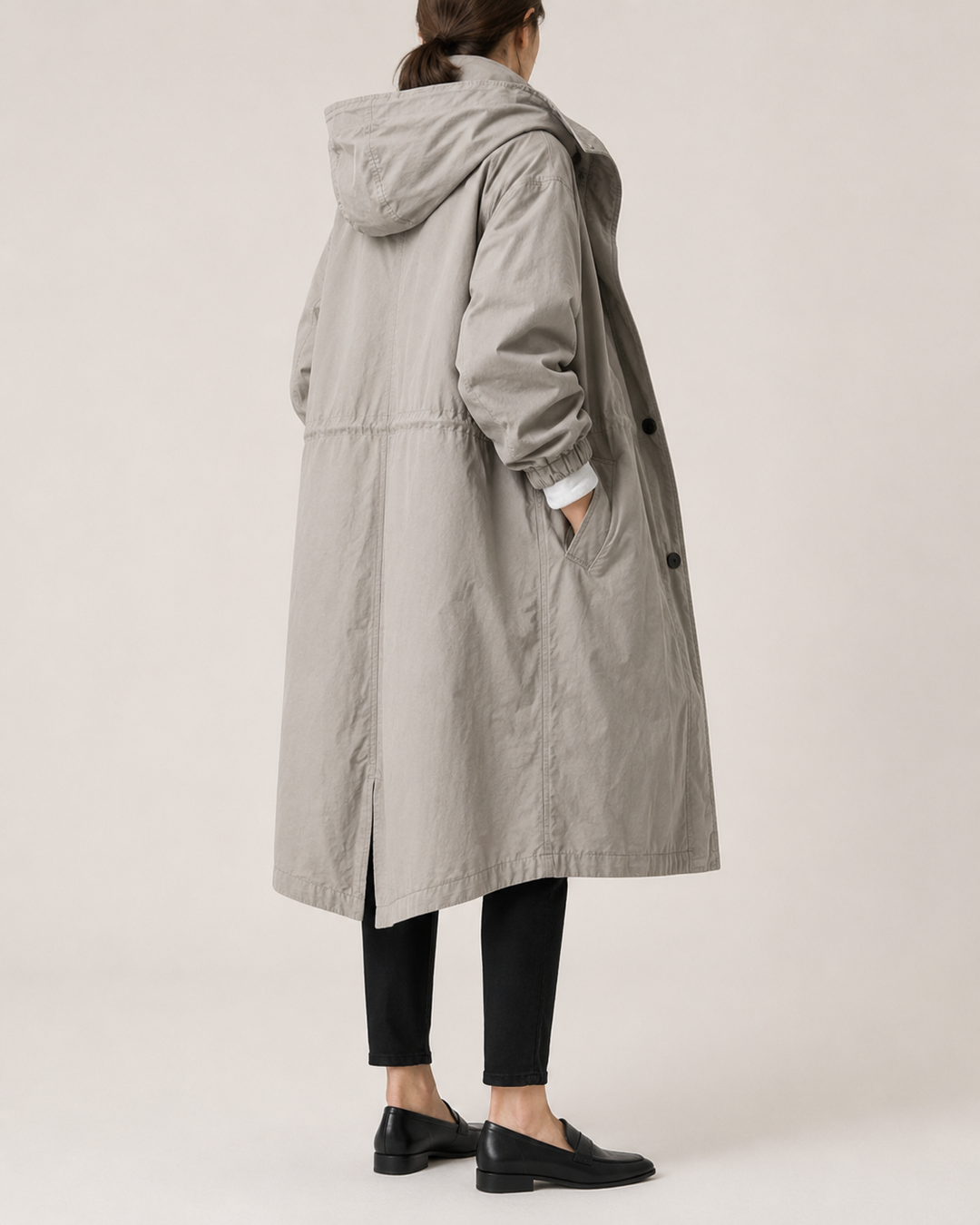 Trench-Coat Femme Imperméable à Capuche Ceinture Nouée – Édith