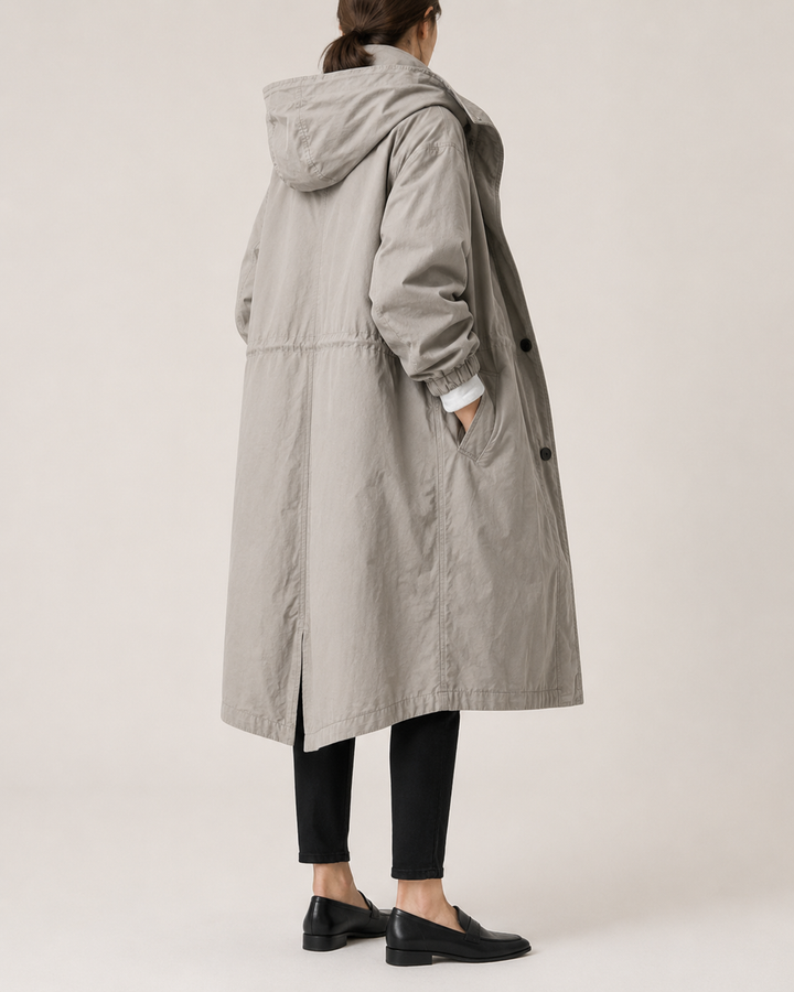 Trench-Coat Femme Imperméable à Capuche Ceinture Nouée – Édith