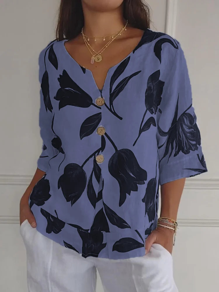 Sanne™ | Blouse Florale à Boutons
