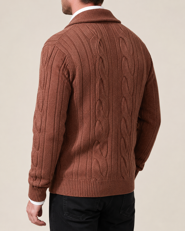 Cardigan Homme Torsadé Col Châle Fermeture Boutonnée – Amable