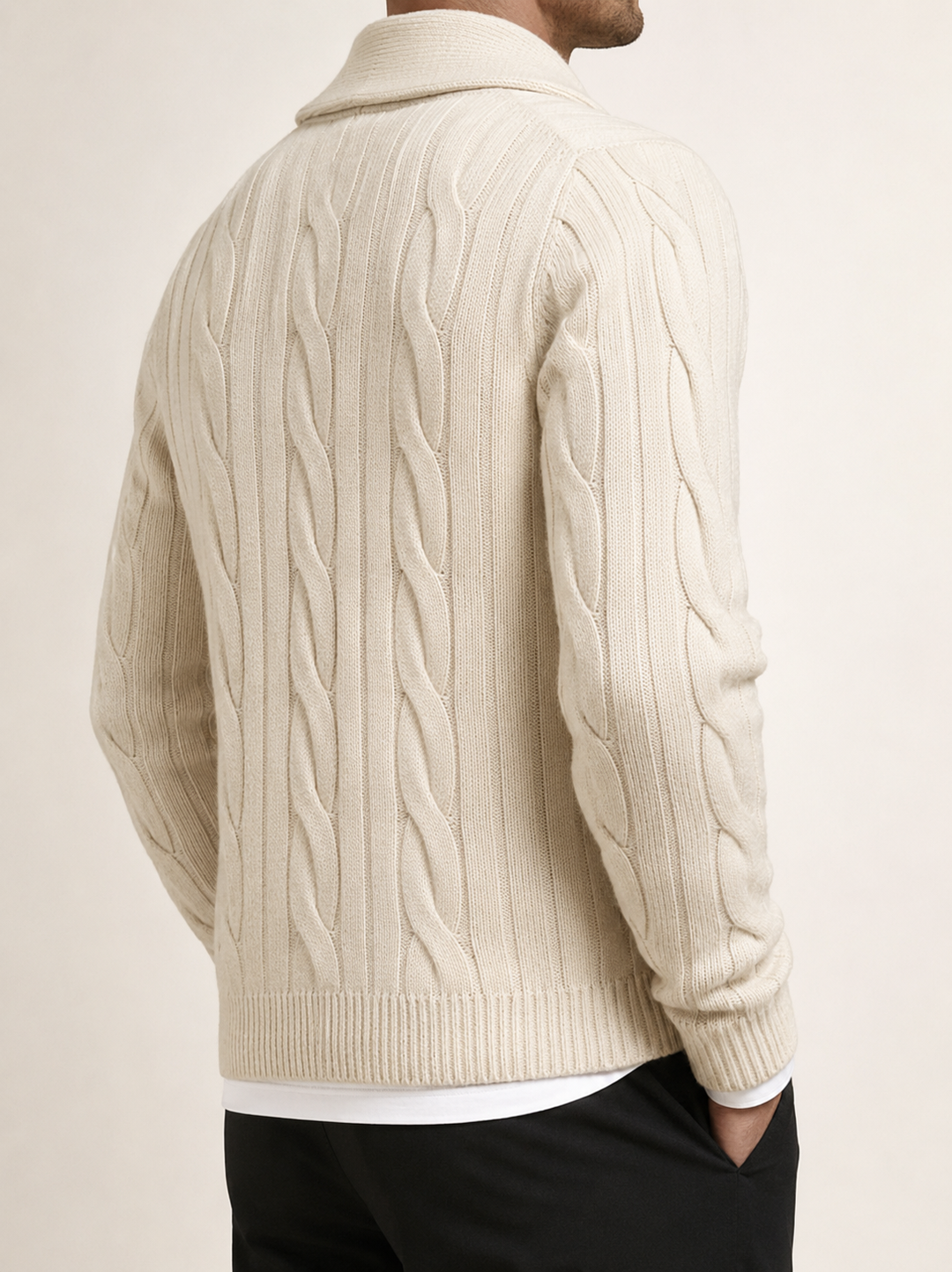 Cardigan Homme Torsadé Col Châle Fermeture Boutonnée – Amable