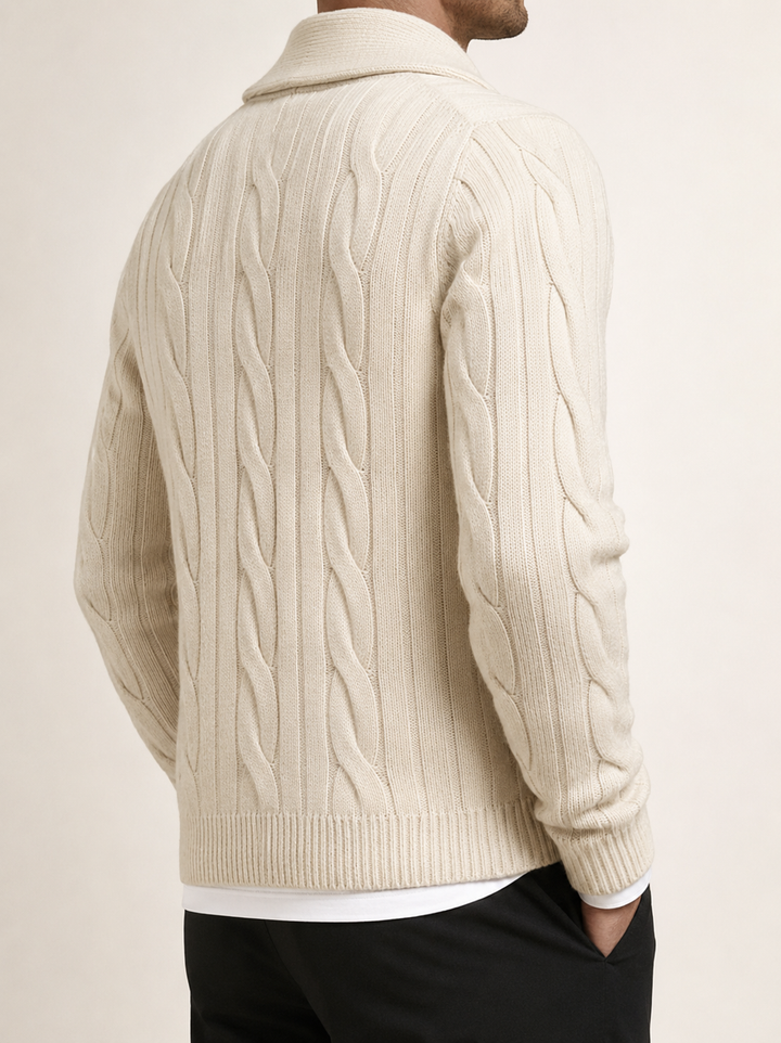 Cardigan Homme Torsadé Col Châle Fermeture Boutonnée – Amable