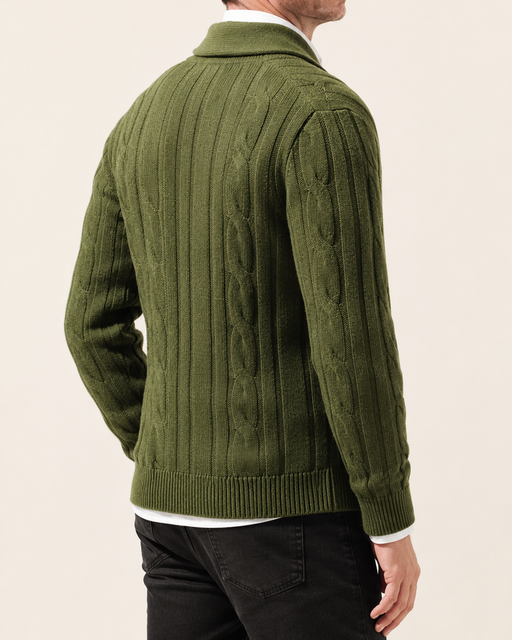 Cardigan Homme Torsadé Col Châle Fermeture Boutonnée – Amable