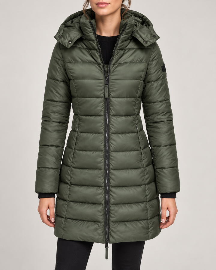 Doudoune Longue Femme Capuche Coupe Cintrée Fermeture Zippée – Ombline