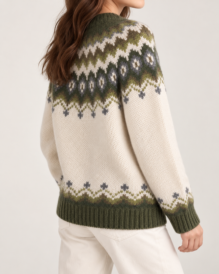 Pull Femme Motif Nordique Col Rond Manches Longues – Doriane