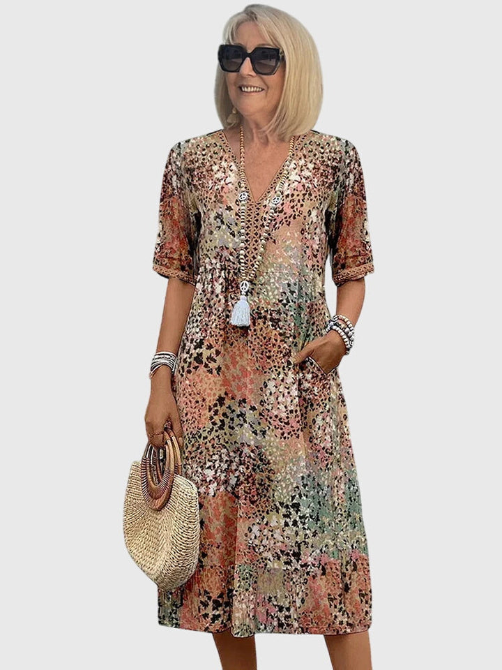 Bella | Robe Midi Fleurs Élégante