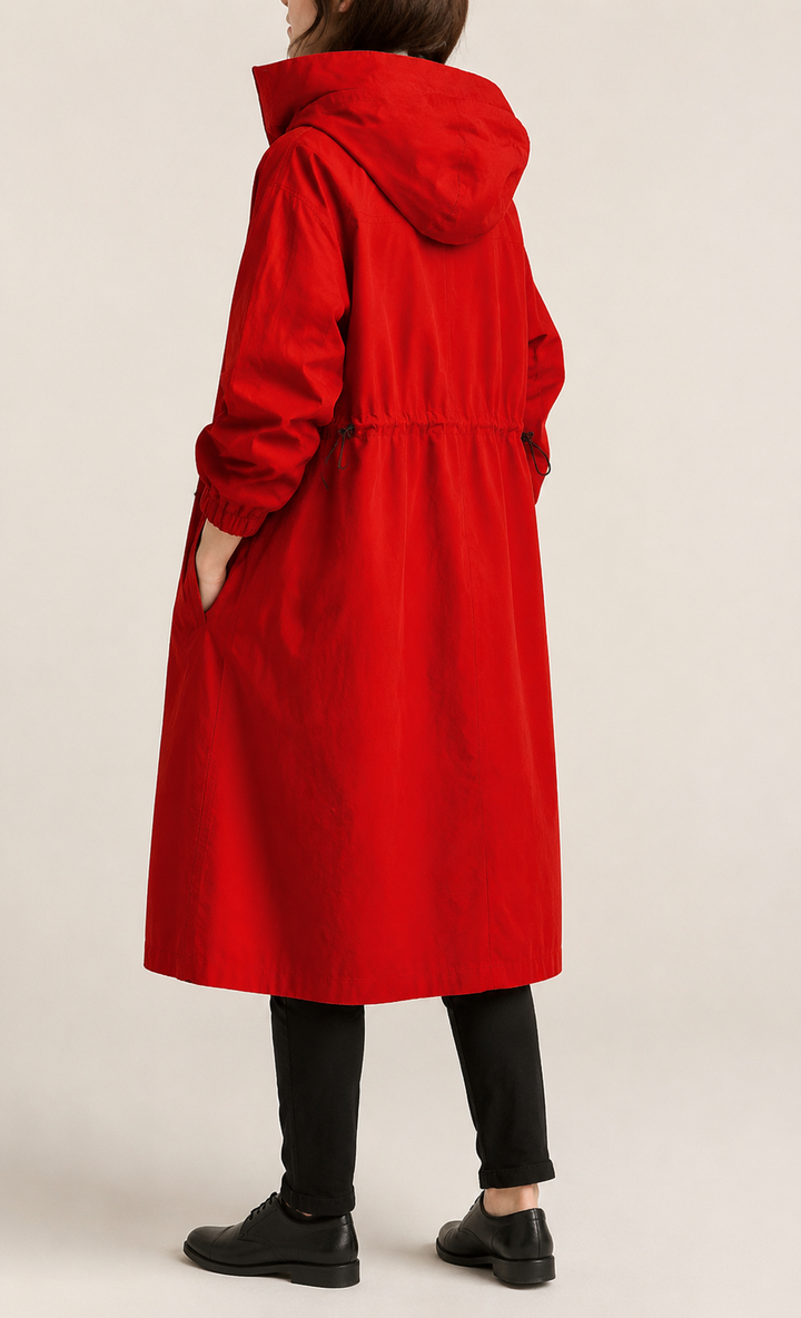 Trench-Coat Femme Imperméable à Capuche Ceinture Nouée – Édith