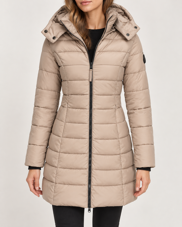 Doudoune Longue Femme Capuche Coupe Cintrée Fermeture Zippée – Ombline