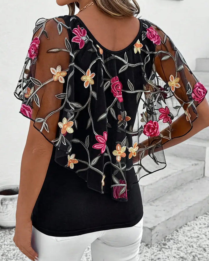 Embroidered Knit Blouse