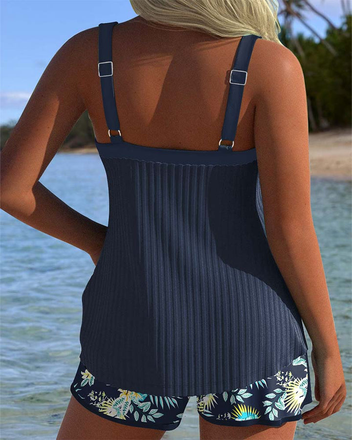 Short Rayé Tankini Deux Pièces pour Plage
