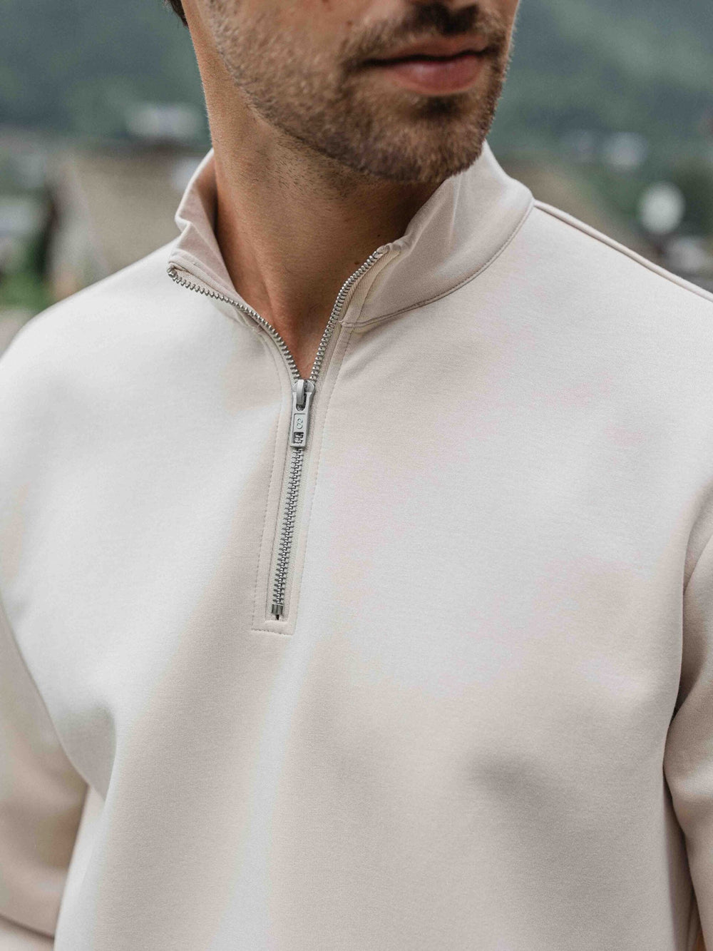 demi-zip en jersey beige 1