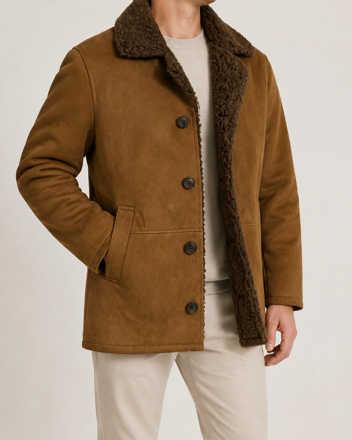 Manteau Homme Doublure Chaude Col à Revers Fermeture Boutonnée – Ismaël