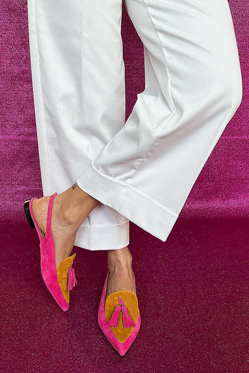 Frendessa | Ballerines colorées avec franges et une sangle décorative à la cheville