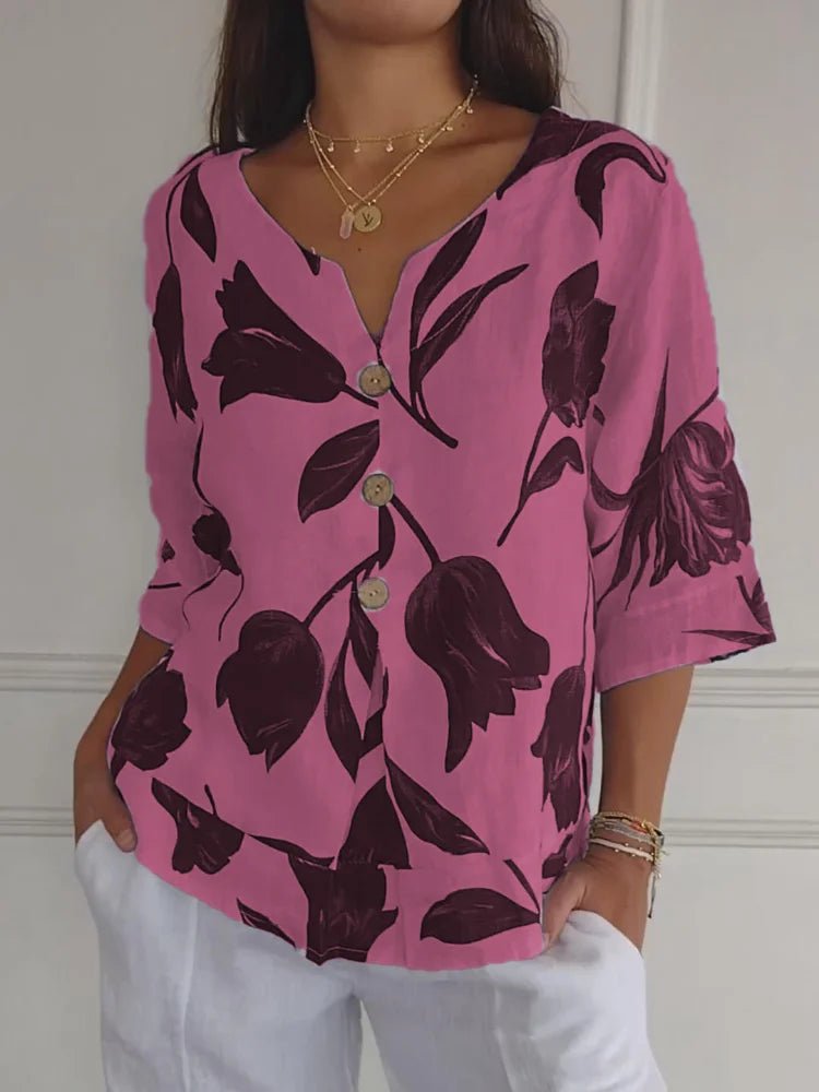 Sanne™ | Blouse Florale à Boutons
