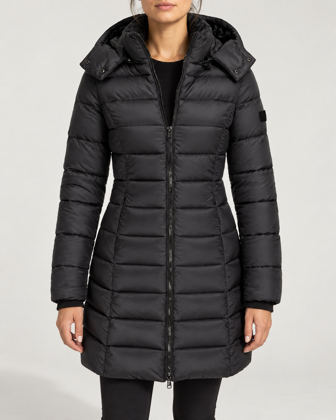 Doudoune Longue Femme Capuche Coupe Cintrée Fermeture Zippée – Ombline