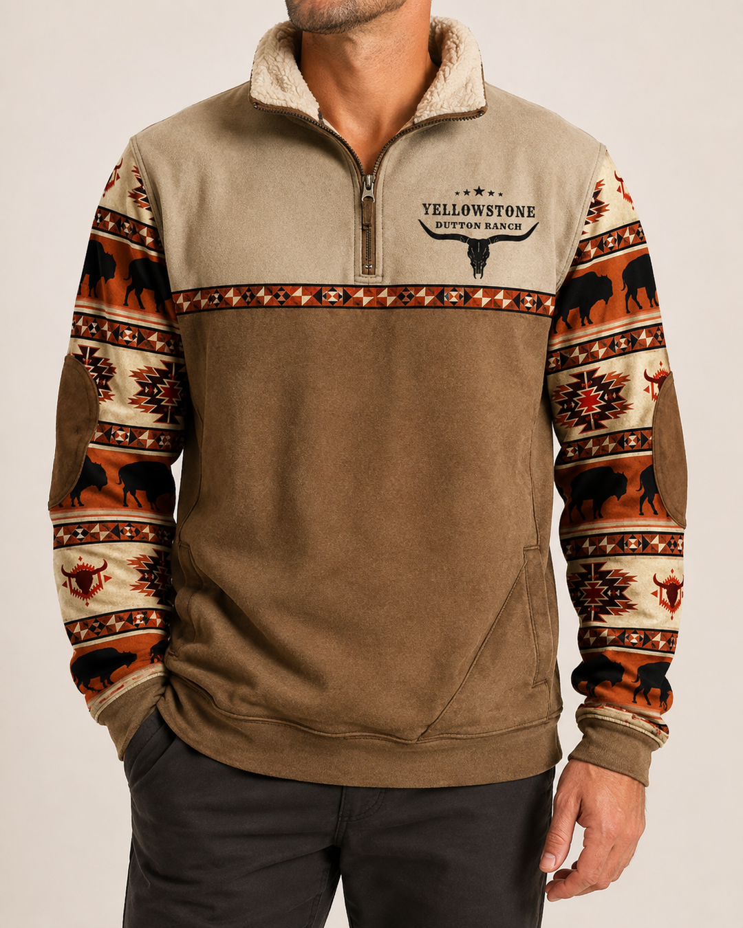 Pull Homme Jacquard Col Zippé Motif Ethnique – Laurent