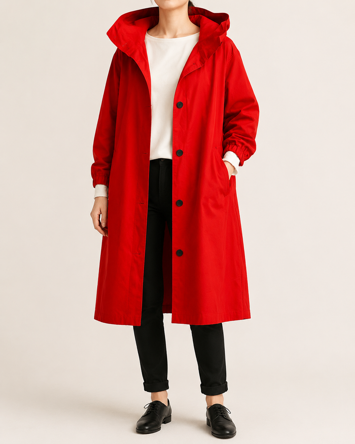 Trench-Coat Femme Imperméable à Capuche Ceinture Nouée – Édith