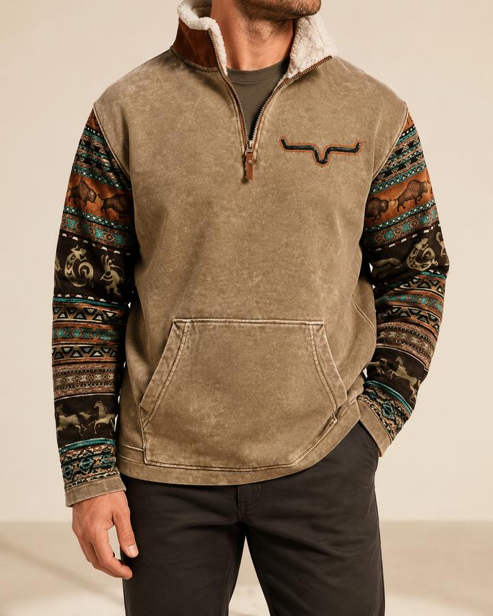 Pull Homme Jacquard Col Zippé Motif Ethnique – Laurent