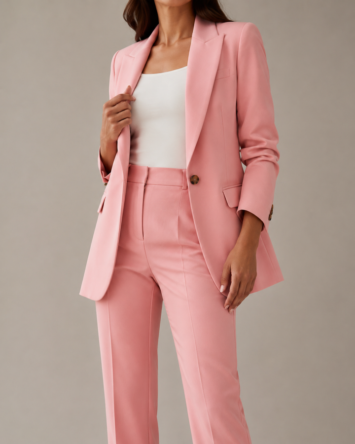 Ensemble tailleur femme deux pièces blazer pantalon élégant bureau cérémonie