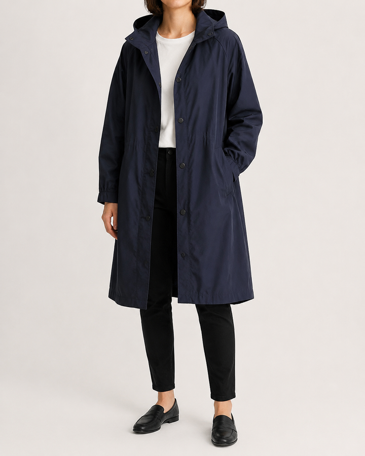 Trench-Coat Femme Imperméable à Capuche Ceinture Nouée – Édith