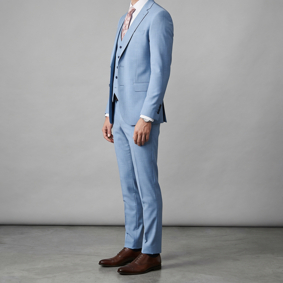 Costume homme trois pièces coupe ajustée mariage élégant