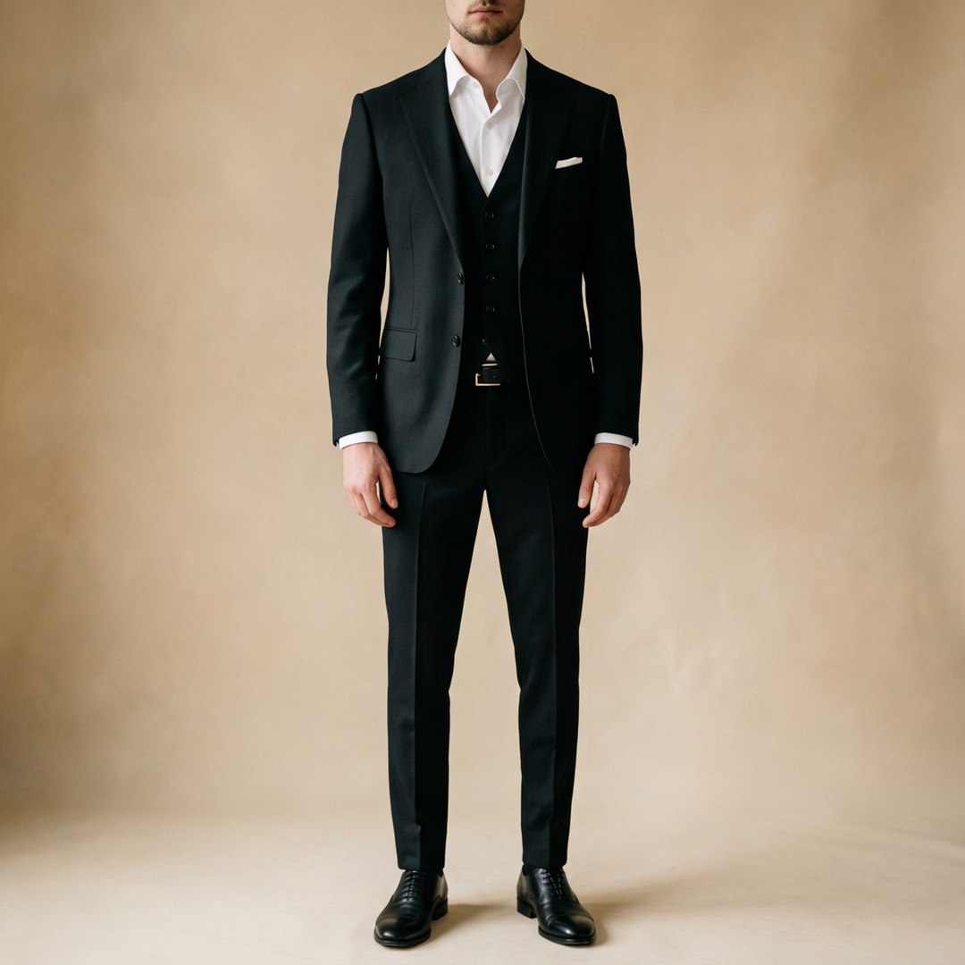 Costume homme trois pièces coupe ajustée élégant mariage cérémonie