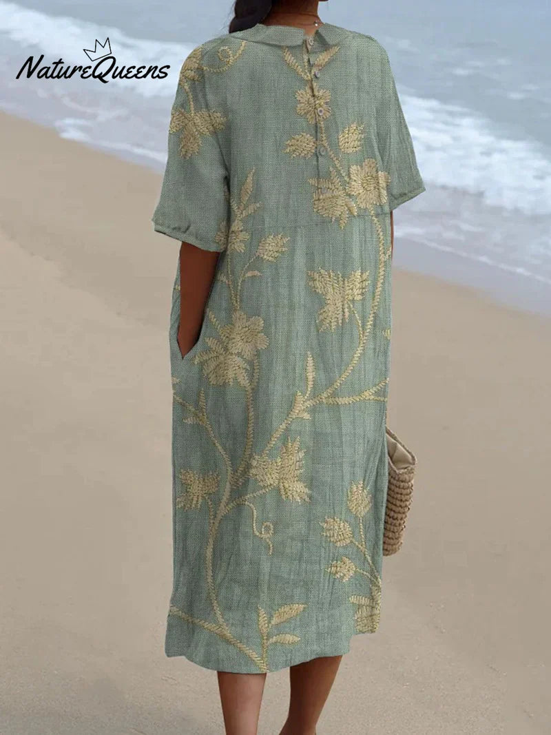 Anaëlle | Robe à fleurs avec col Claudine