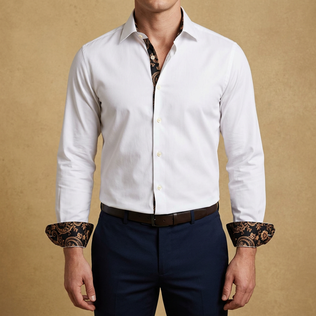 Chemise pour homme | Haut classique à manches longues ajusté