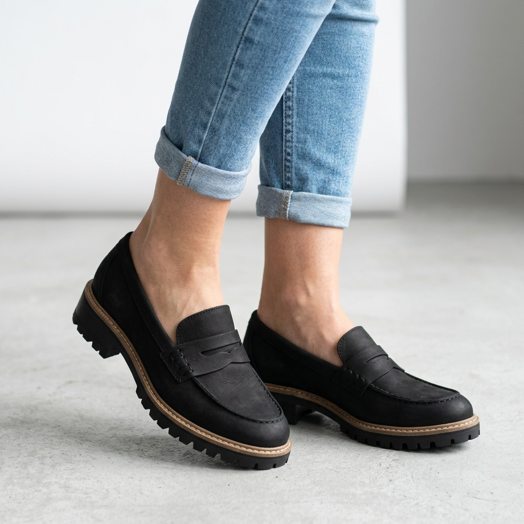 Mocassins femme orthopédiques élégants confort cuir à enfiler
