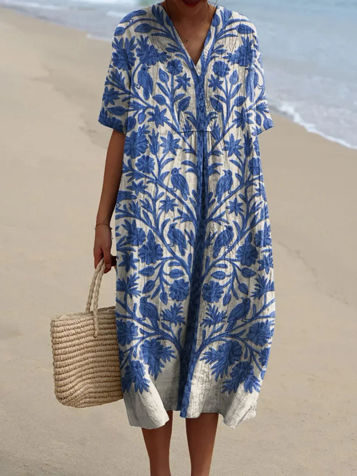 Oréa | Robe bleue brodée